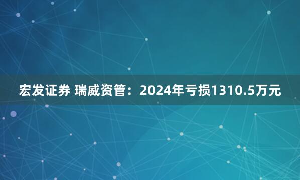 宏发证券 瑞威资管：2024年亏损1310.5万元